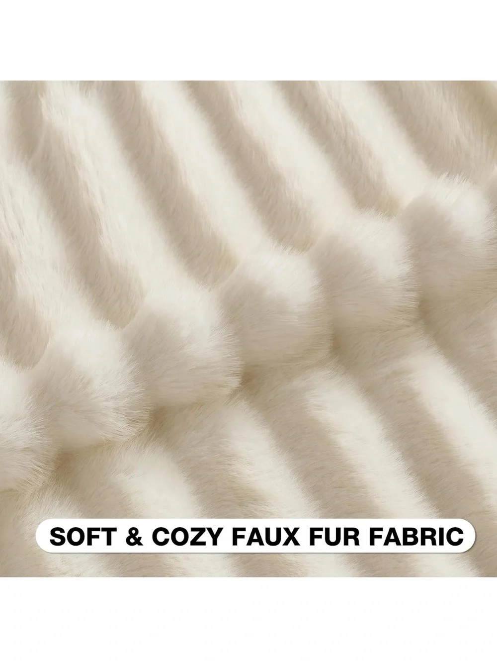NWT Pack of 2 Faux Mink Fur Throw Pillow Covers 18x18 Inch, Cream White